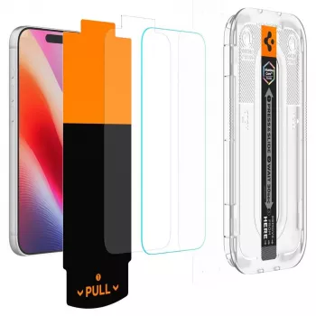 Sticlă securizată Spigen Glas.TR EZ Fit Pro HD AC, pachet de 2, iPhone 16 Pro / 17 / 17 Pro / 18 Pro, transparent