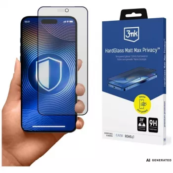 Sticlă călită de confidențialitate mată 3mk HardGlass Matt Max Privacy pentru Apple iPhone 18 Pro Max