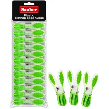 Cârlige de rufe din plastic Sauber 12 buc., verde