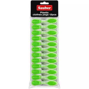 Cârlige de rufe din plastic Sauber 12 buc., verde