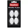 Cârlige ovale Sauber, 4 buc., 2,3x4 cm, alb