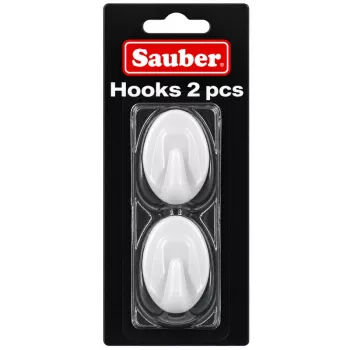 Cârlige ovale Sauber, 3 x 4,7 cm, albe, 2 buc.