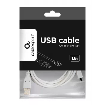 Cablu Gembird CCP-mUSB2-AMBM-6-W USB 2.0 A la Micro-USB B, 1,8 m, alb