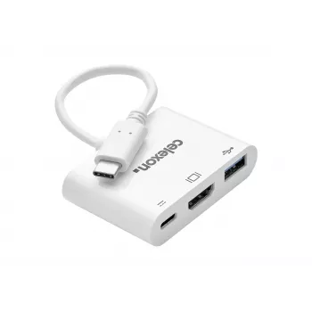 Adaptor multiport celexon USB-C la HDMI și USB-A, tată/mamă, alb