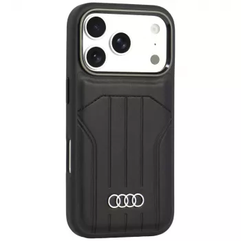 Husă Audi din piele sintetică MagSafe pentru iPhone 18 Pro / 17 Pro, neagră