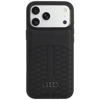Husă MagSafe Audi din piele pentru iPhone 18 Pro Max / 17 Pro Max, neagră