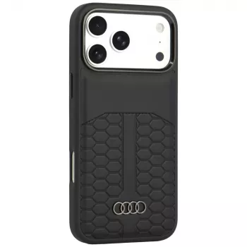 Husă MagSafe Audi din piele pentru iPhone 18 Pro Max / 17 Pro Max, neagră