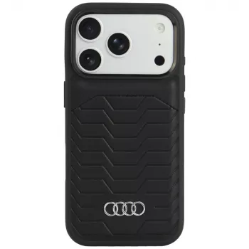 Husă MagSafe din piele sintetică Audi GT pentru iPhone 18 Pro / 17 Pro, neagră