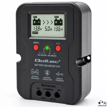 Egalizator de tensiune Qoltec 24V pentru 2 x 12V baterii | 5A | AGM GEL LiFePO4 | LCD