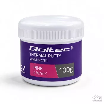 Pastă termoconductoare Qoltec | Thermal Putty 4 W/m-K | 100 g | roz