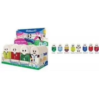 Radieră din plastic Pelikan Squeezy Sports, cutie display (400208878)