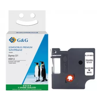 Bandă de etichetat din mătase G&G Ninestar compatibilă cu Dymo D1 / 46012