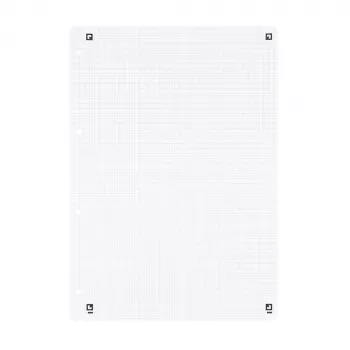 Coli de completare pentru biblioraft Oxford, DIN A4, cu pătrățele (linia 22), 50 coli, fără margine, perforate 4 găuri