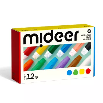 Mideer Silky Crayons Refills, Soft & Washable, 12 pcs