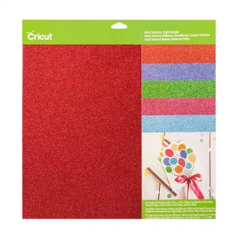 Set de carton cu sclipici Cricut Glitter Cardstock Sampler 30 x 30 cm, 10 coli, Brights (P)