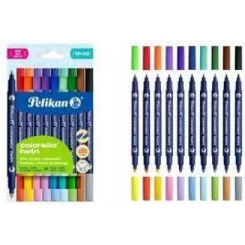 Carioci Pelikan Colorella Twin, culori asortate, 10 buc.
