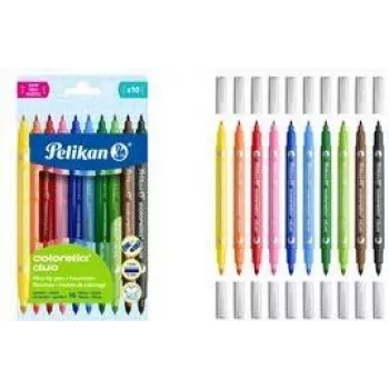 Carioci Pelikan Colorella Duo C407, culori asortate, 10 buc.