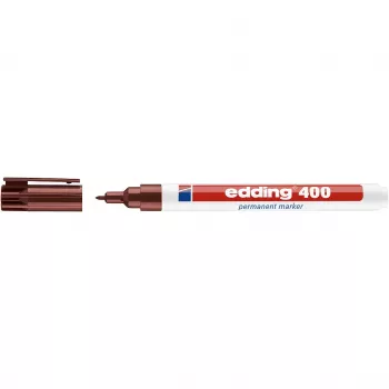 Marker permanent edding 400, vârf rotund 1 mm, reîncărcabil, maro