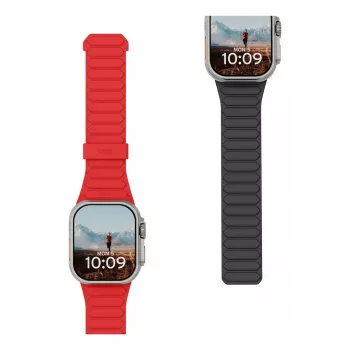Brățară magnetică din silicon cu două fețe Urban Armor Gear UAG Pathfinder pentru Apple Watch Series 4-6 & SE 1-3, 44mm / Series 7-9, 45mm / Series 10-11, 46mm / Ultra 1-3, 49mm (ash/lava)