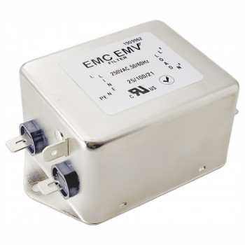 Filtru EMI monofazat Akyga EN2070-10-F, 10 A, 120-250 V AC, 50/60 Hz, conectori 6,3 mm