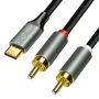 Cablu LogiLink CUA0141 USB 2.0 Type-C la 2x RCA, audio stereo, aluminiu, negru/argintiu, 1,5 m