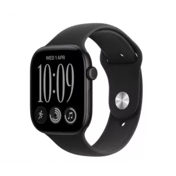 Smartwatch Apple Watch Series 12, GPS, 42 mm, carcasă aluminiu neagră, Sport Band negru, S/M