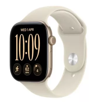 Smartwatch Apple Watch Series 12 GPS + Cellular, 42 mm, carcasă aluminiu auriu deschis, Sport Band nisipiu, S/M