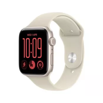 Smartwatch Apple Watch SE 3 GPS + Cellular, 44 mm, carcasă aluminiu Starlight, Sport Band nisipiu, S/M