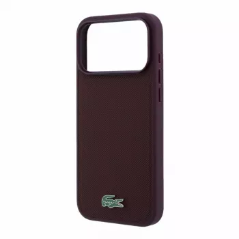 Husă MagSafe Lacoste PVC Iconic Petit Pique pentru iPhone 18 Pro Max / 17 Pro Max, logo metalic, bordo