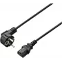 Cablu de alimentare Renkforce, ștecher cu contact de protecție în unghi la ștecher IEC C13, 2 m, negru