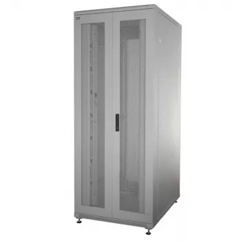 Dulap de rețea 19 inch IT-BUDGET SRK 90ITB19SRK4268DTGN, 42 U, 600x800 mm, uși duble perforate față și spate, flatpack, gri deschis
