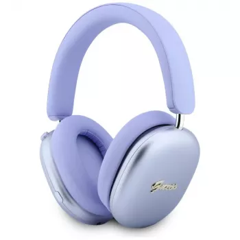 Căști on-ear Bluetooth Guess GUE005825, Metallic Effect Metal Script Logo, ENC, violet
