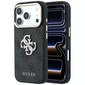 Husă Guess GUE005499 4G & Big Strass Logo pentru iPhone 18 Pro / 17 Pro, neagră