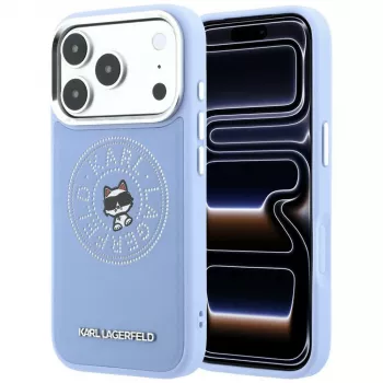 Husă Karl Lagerfeld Point & Choupette Sketch MagSafe pentru iPhone 18 Pro Max / 17 Pro Max, albastru