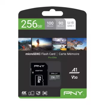 Card de memorie PNY PRO Elite P-SDU256V31100PRO-GE microSDXC, 256 GB, UHS-I U3, A1, V30, cu adaptor SD