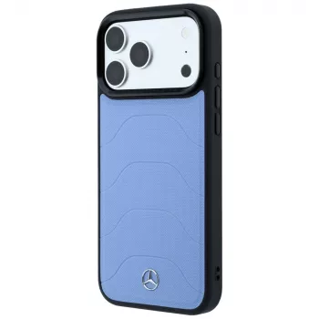 Husă de smartphone MagSafe Mercedes Leather Mesh with Bow Line, albastru, pentru iPhone 18 Pro Max / 17 Pro Max