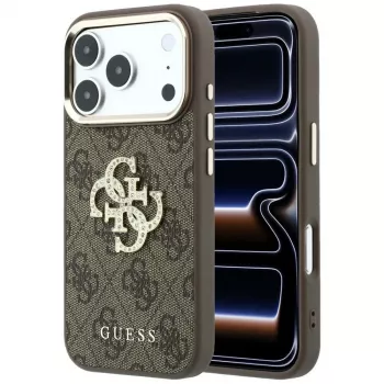 Husă smartphone Guess 4G & Big Strass Logo pentru iPhone 18 Pro / 17 Pro, maro