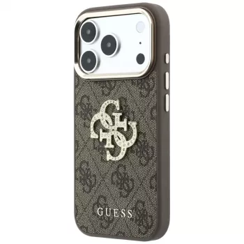 Husă smartphone Guess 4G & Big Strass Logo pentru iPhone 18 Pro / 17 Pro, maro