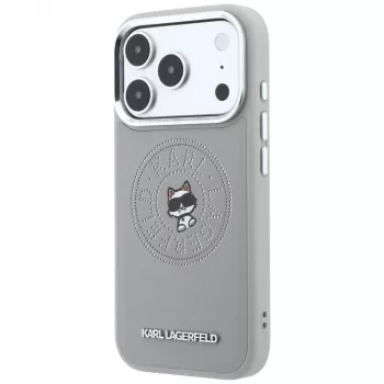 Husă smartphone MagSafe Karl Lagerfeld Point & Choupette Sketch pentru iPhone 18 Pro / 17 Pro, gri