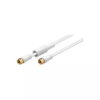 Conector SAT F tată la conector F tată Wentronic 67298, tată/tată, aurit, alb