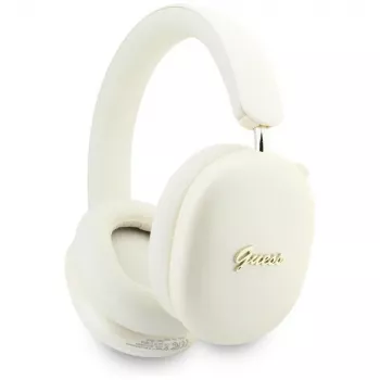 Căști Bluetooth Guess GUE005824 Metallic Effect Metal Script Logo, ENC, bej