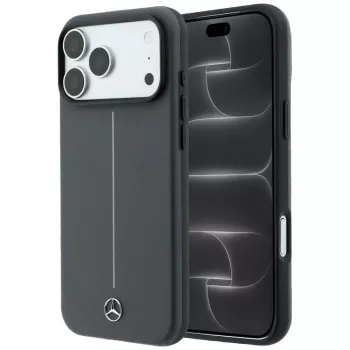 Husă MagSafe Mercedes Mer008907 Leather Semi Wrap with Iconic Line, antracit, pentru iPhone 18 Pro / 17 Pro