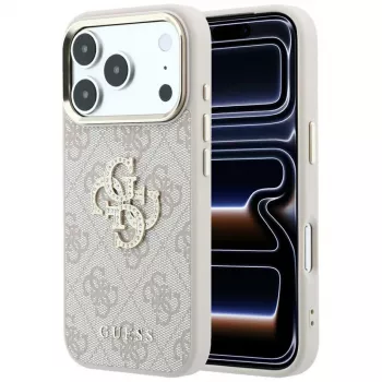 Husă Guess GUE005506 4G & Big Strass Logo pentru iPhone 18 Pro Max / 17 Pro Max, roz
