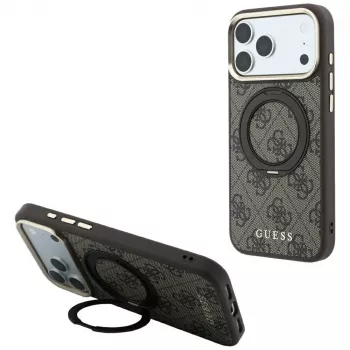 Husă MagSafe Guess GUE005690 Ring Stand 360 4G Classic Logo pentru iPhone 18 Pro Max / 17 Pro Max, maro