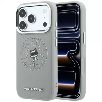 Husă MagSafe Karl Lagerfeld KF003302 Point & Choupette Sketch pentru iPhone 18 Pro Max / 17 Pro Max, gri