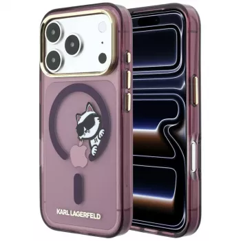 Husă Karl Lagerfeld Peekaboo Logo, MagSafe, pentru iPhone 18 Pro Max / 17 Pro Max, burgund