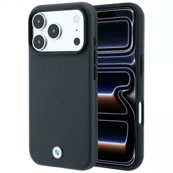 Husă BMW Sign Kevlar Metal Logo MagSafe pentru iPhone 18 Pro Max / 17 Pro Max, antracit
