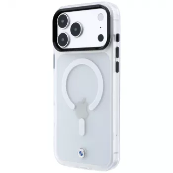 Husă MagSafe BMW Sign Frosted IML & Metal Logo pentru iPhone 18 Pro Max / 17 Pro Max, transparentă