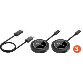 Set de prezentare wireless HDMI 1080p Manhattan 154598 cu 2 transmițătoare USB-C, negru