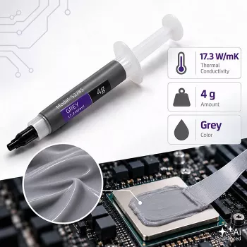 Pastă termică profesională Qoltec, 17,3 W/m-K, 4 g, gri